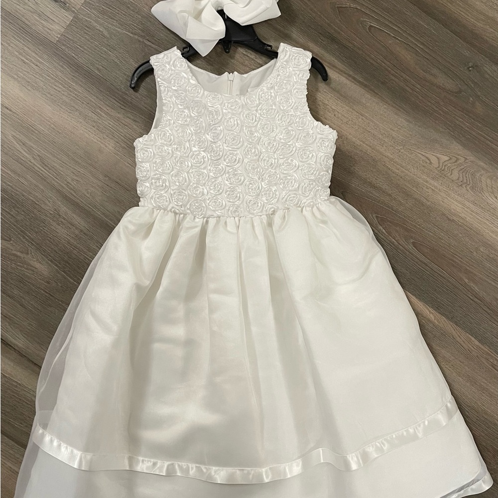 Elegant White Floral Kids Dress